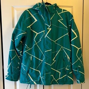 Billabong Green Raincoat with Hood and Water-Resistant Finish